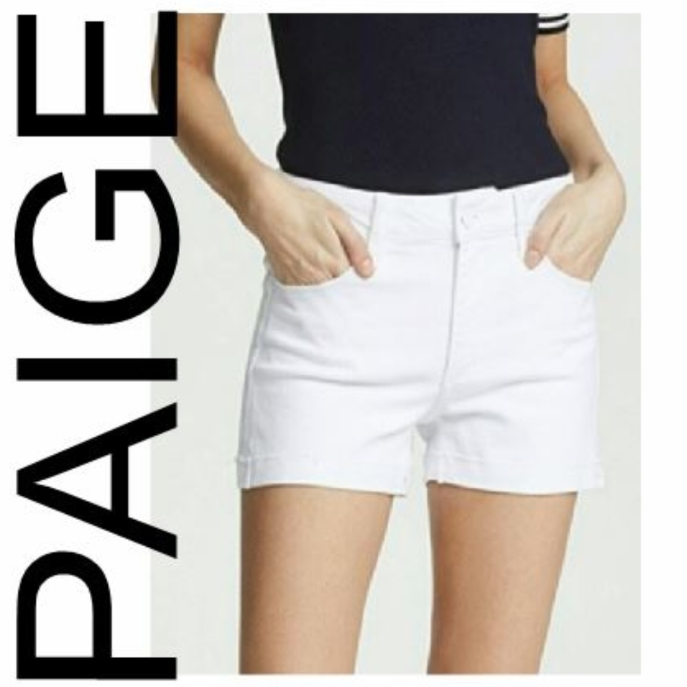 PAIGE WHITE JIMMY CUFFED SHORTS SIZE 24